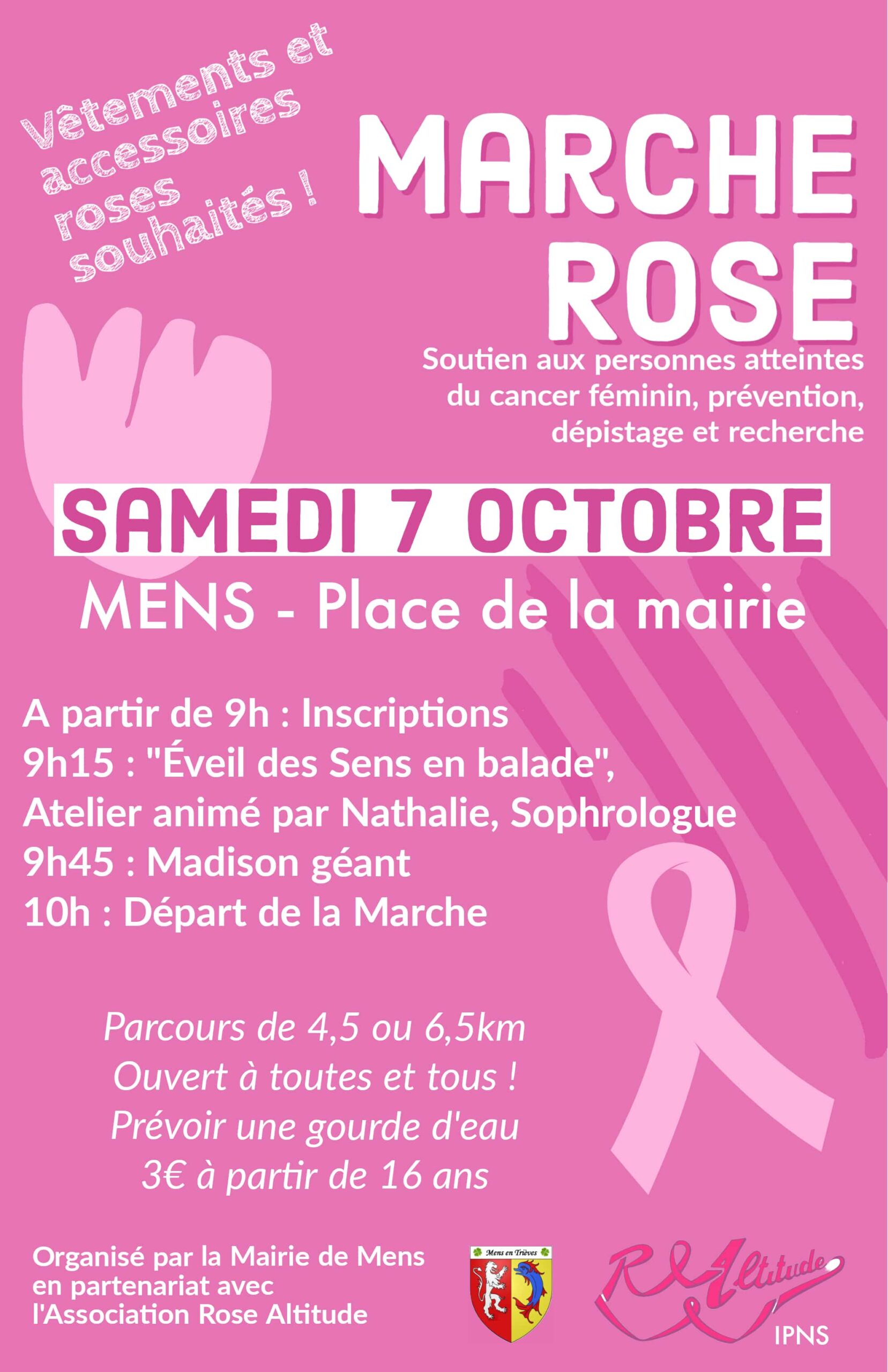 Marche rose, samedi 7 octobre 2023 à Mens