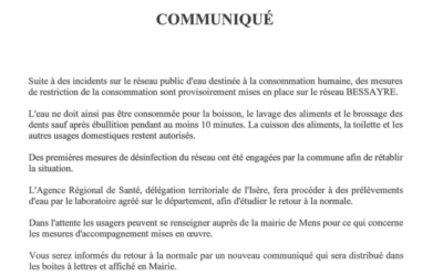 Communiqué – Restrictions de la consommation d’eau