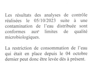 Communiqué – Restrictions de la consommation d’eau