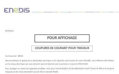 Coupure de courant pour travaux